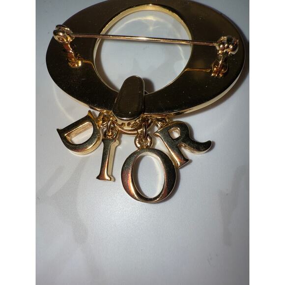 Dior Letter Charm Oval Brooch - Gold-Tone - Picture 3 of 4